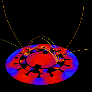 Simulierte magnetische Feldlinien