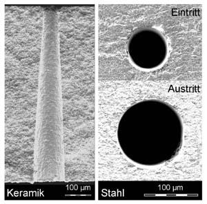Mit kurzen Laserpulsen können Stru-kturen mit Mikrometerdimensionen abgetragen werden