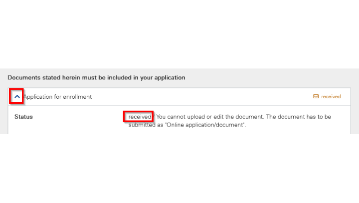 The list "required documents (for enrollment)" can be found in the "enrollment" section.