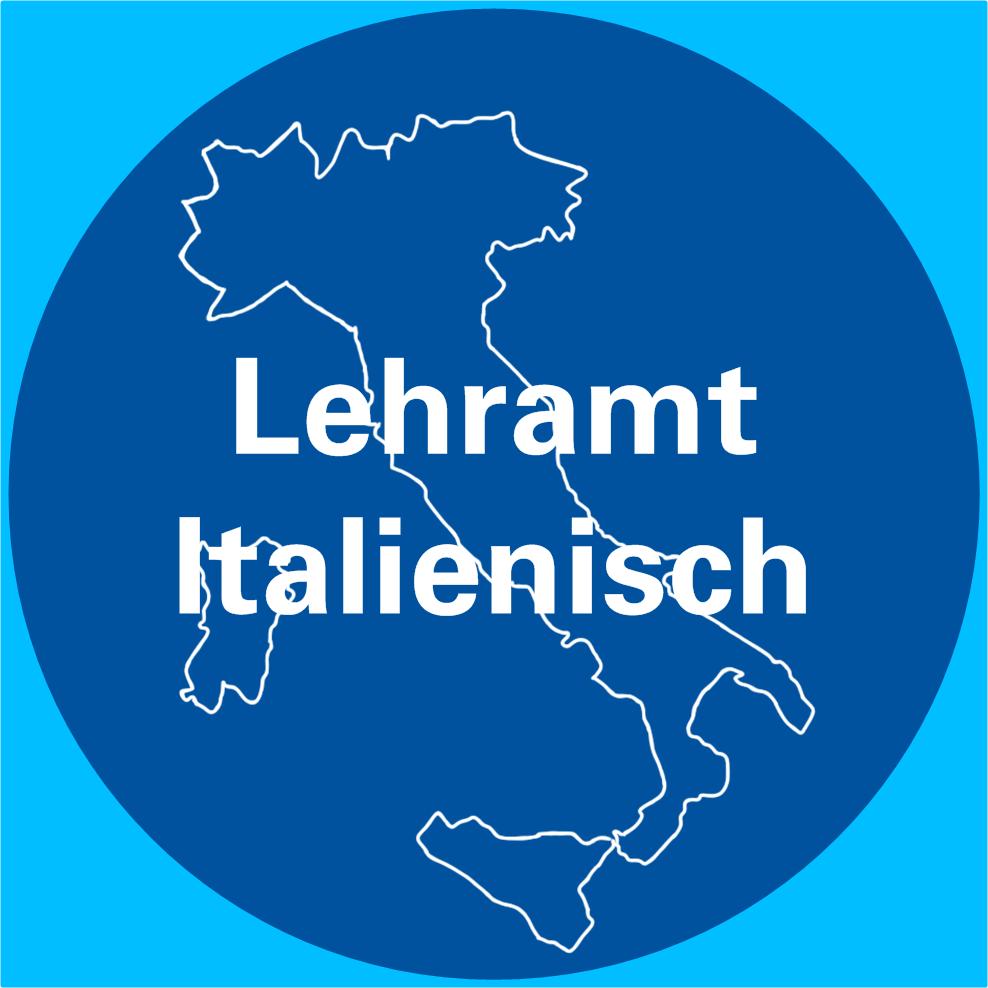 Logo Lehramt Italienisch - Landkarte Italiens im Hintergrund