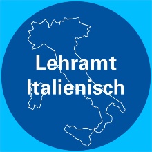 Logo Lehramt Italienisch - Landkarte Italiens im Hintergrund