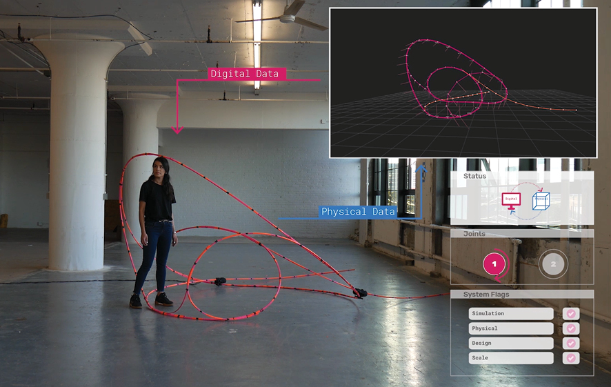 ITECH M.Sc. 2018: Self Choreographing Network – A Material-Machine Kinematic for Dynamic Space Change; Mathias Maierhofer, Valentina Soana