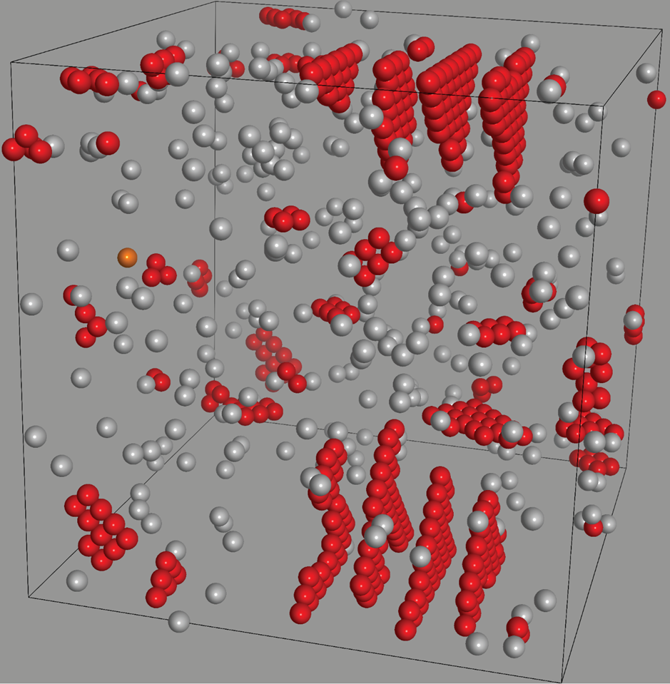 Copper (Cu) atoms arrange themselves via diffusion into nanoplatelets in an aluminium-copper alloy and influence the mechanical properties. Atomistic simulations allow a deep insight into the fundamental mechanisms that take place in our materials. Here, so-called kinetic Monte Carlo simulations were performed based on quantum mechanical calculations.