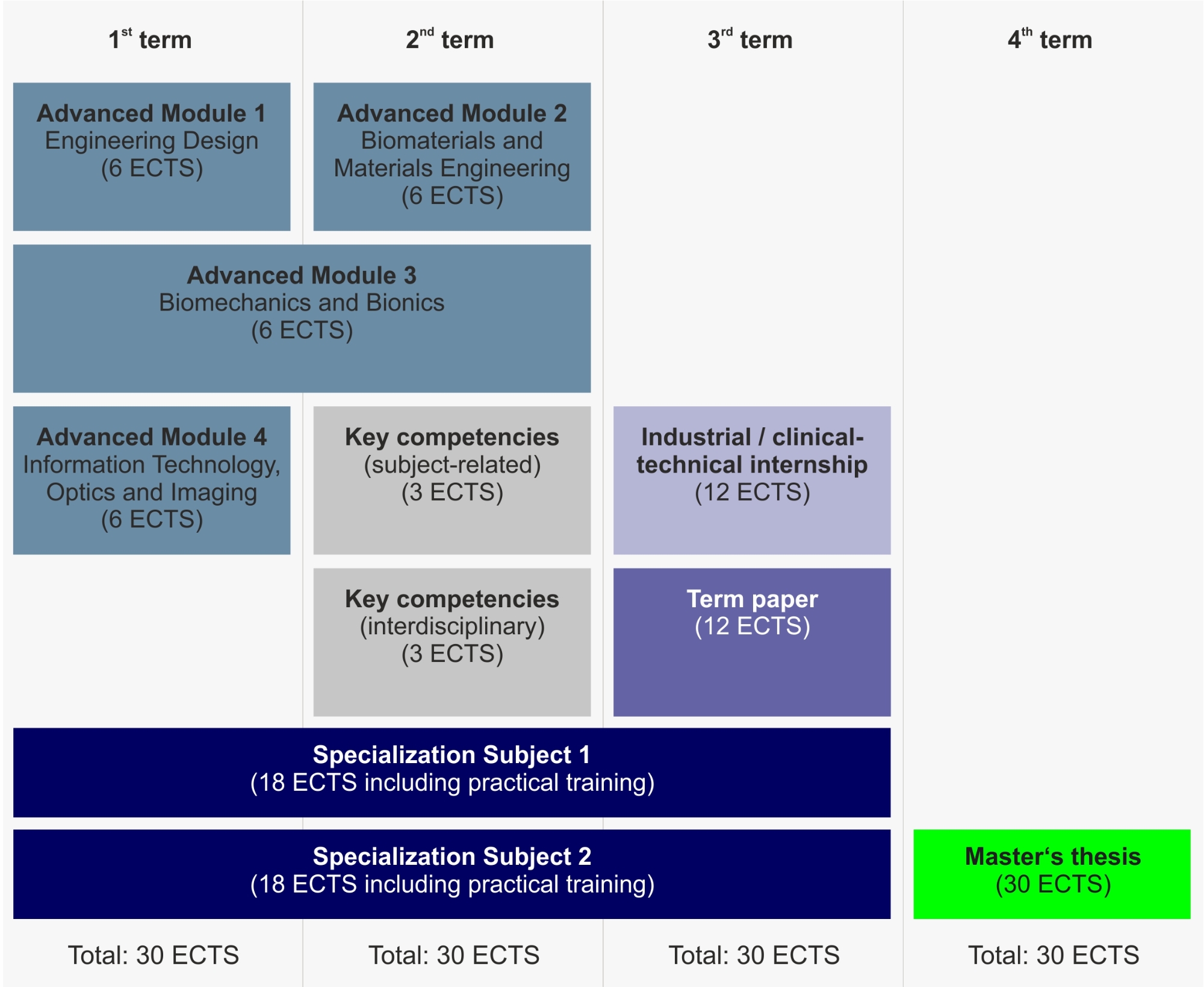 Basic structure of Medical Engineering M.Sc. (macrostructure)