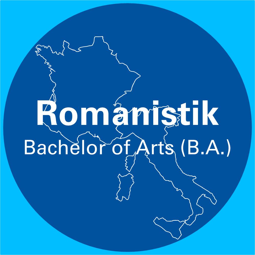 Logo des Studiengangs B.A. Romanistik mit Landkarten Frankreichs und Italiens