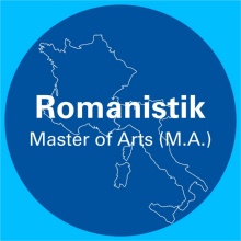 Logo Studiengang M.A. Romanistik mit Landkarten Italiens und Frankreichs