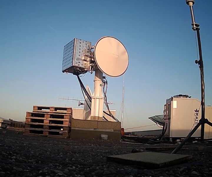 The ground station captured by a surveillance camera in the early evening.