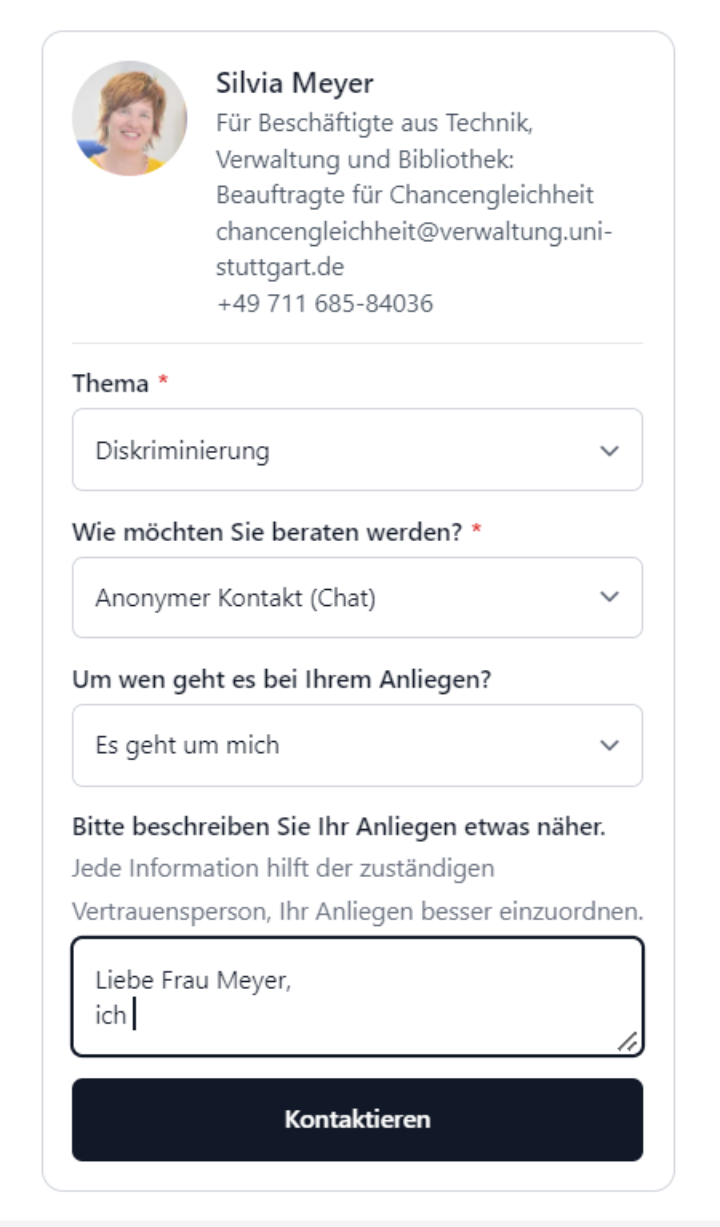 Screenshot, wie man über Evermood Kontakt mit einer Beratungsstelle aufnehmen kann