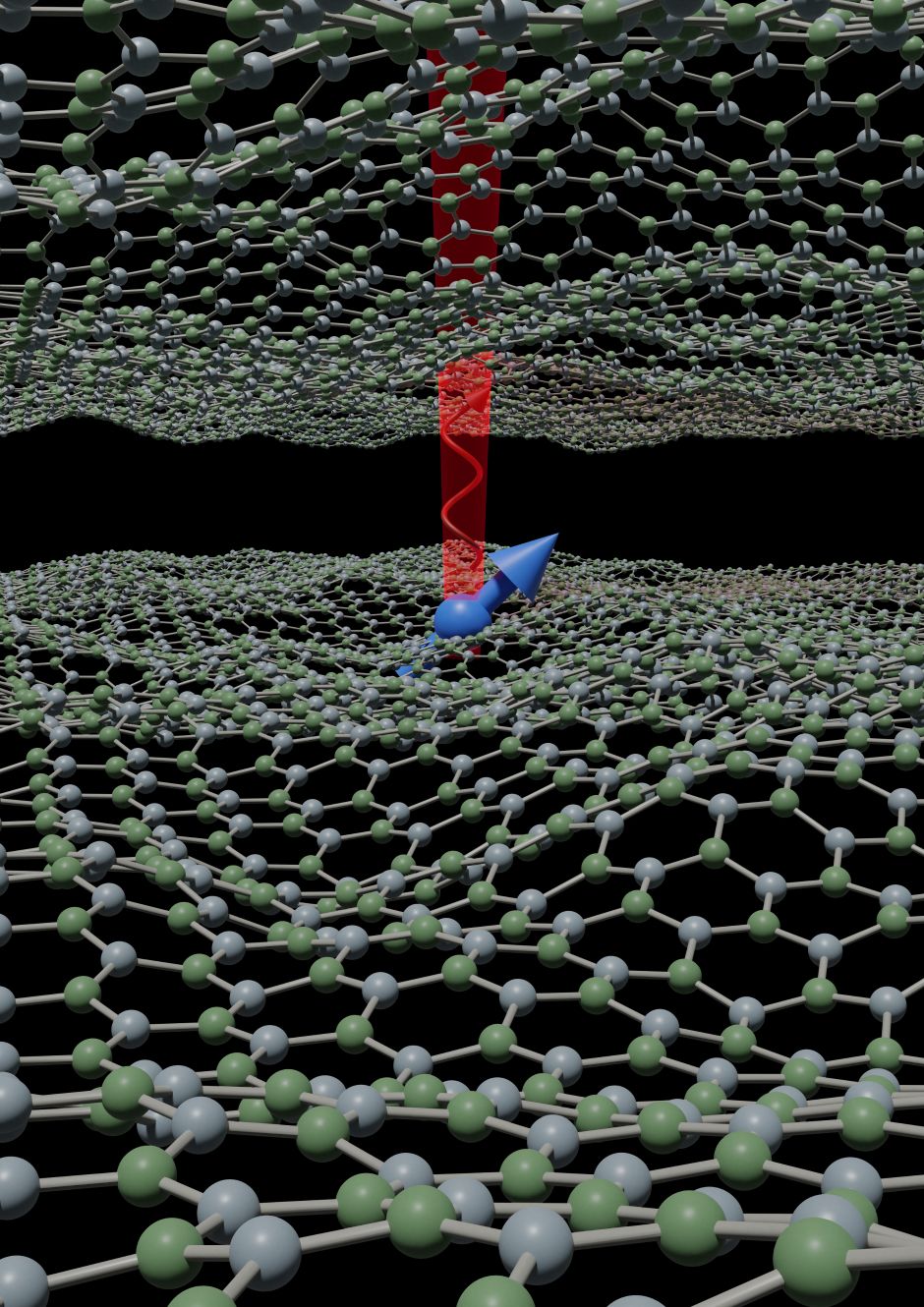 Quantenbit in einer zweidimensionalen Schicht aus den Elementen Bor und Stickstoff