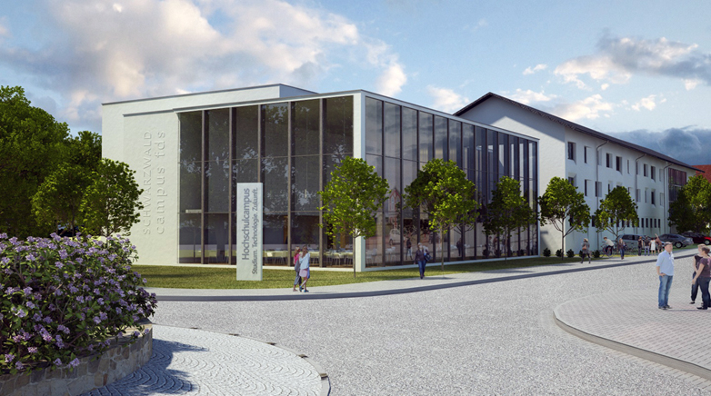 Im ehemaligen EnBW-Gebäude soll der Campus Freudenstadt der Uni Stuttgart entstehen. Computersimulaton des künftigen Gebäudes.