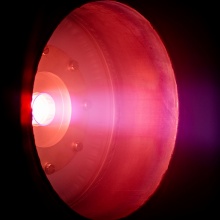Plasma flow of the inductive plasma thruster in operation with N2.