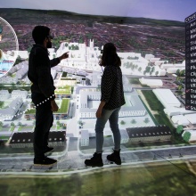 Collaborative, interactive VR visualization of a multigenerational community center.