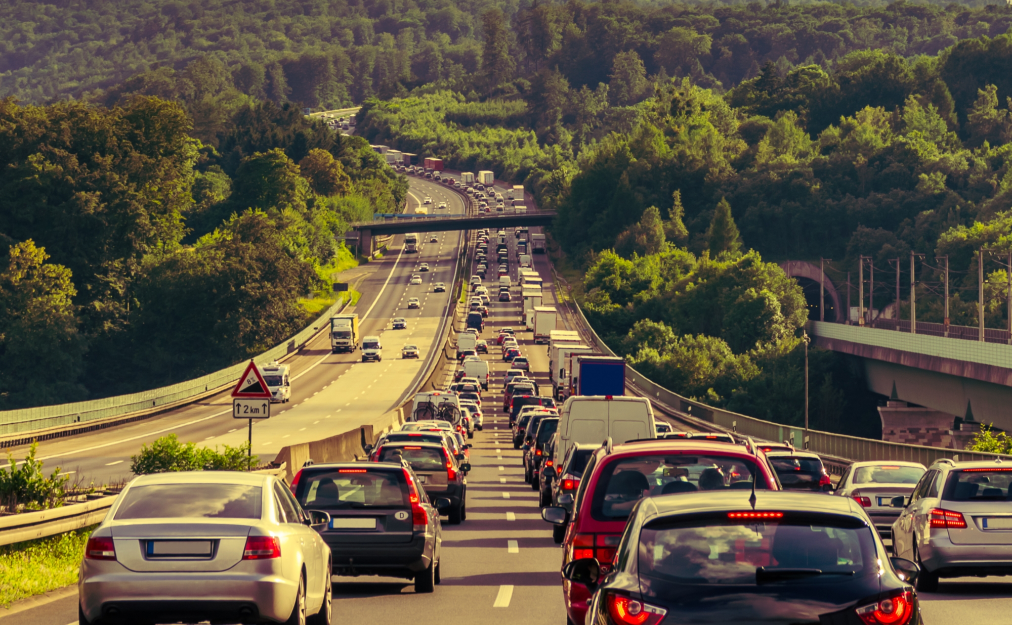Long traffic jam on a highway.