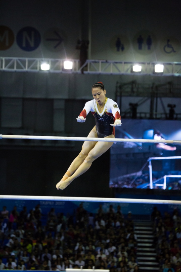 Kim Bui, won the silver medal on the uneven bars at the summer Universiade in Taiwan.