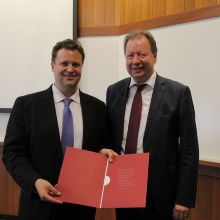 Professor Wolfram Ressel and Professor Markus Bühler with the deed.