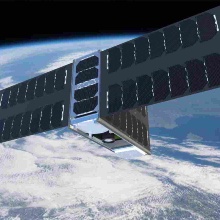 Model of the planned EIVE nanosatellite in low earth orbit