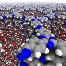 Molekulardynamische Simulation eines kovalenten, organischen Netzwerks (COF)