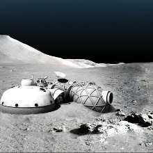 Weltraum-Station auf dem Mond