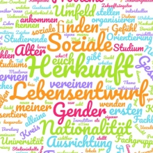 Symbolic image: The image shows terms on the topic of social origin in colorful letters and in different sizes.