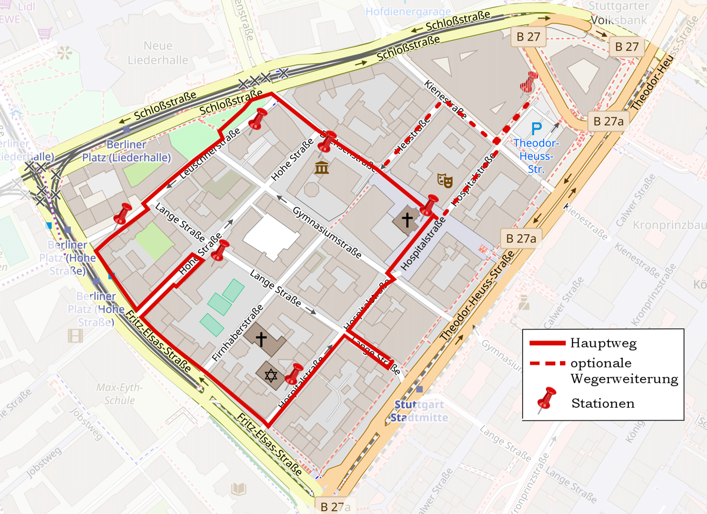 Straßenkarte des Hospitalviertels