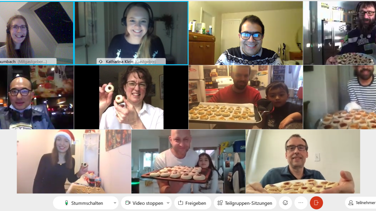 Screenshot of all those taking part in a virtual baking session.