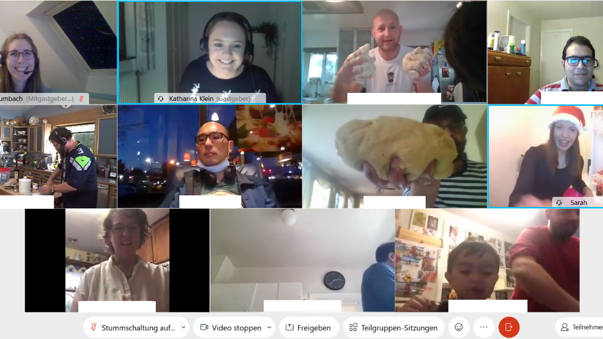 Screenshot of all those taking part in a virtual baking session.