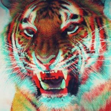 A 3D illustration of a tiger's face
