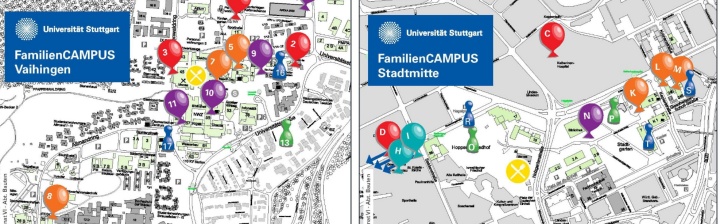 Maps of FamiliesCAMPUS Stadtmitte and FamiliesCAMPUS Vaihingen.