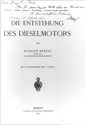 Buch mit persnlicher Widmung von Rudolf Diesel